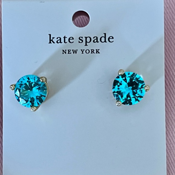 kate spade Jewelry - Kate Spade Rise and Shine Sparkly Crystal aquamarine studded earrings, NEW